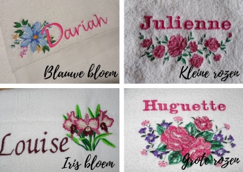 Handdoek met naam en bloemen